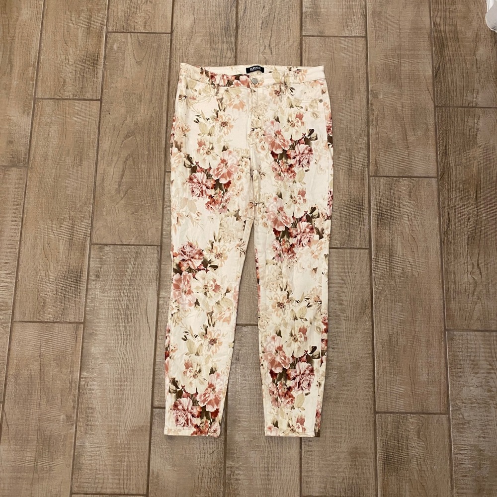 Buffalo David Bitton Havana High-Rise Jeans 10/30 Artsy Floral Ankle Skinny Art